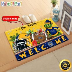 NCAA Pittsburgh Panthers Custom Name Grinch Christmas Edition Rubber Doormat