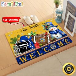 NCAA San Jose State Spartans Custom Name Christmas Snowman Edition Rubber Doormat