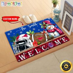 NCAA SMU Mustangs Custom Name Christmas Snowman Edition Rubber Doormat
