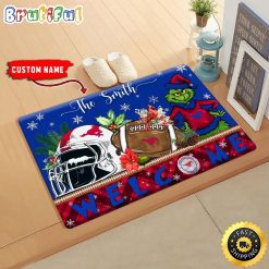 NCAA SMU Mustangs Custom Name Grinch Christmas Edition Rubber Doormat