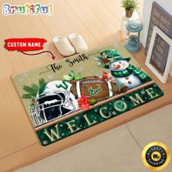 NCAA South Florida Bulls Custom Name Christmas Snowman Edition Rubber Doormat