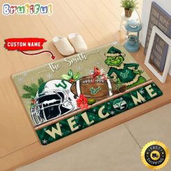 NCAA South Florida Bulls Custom Name Grinch Christmas Edition Rubber Doormat