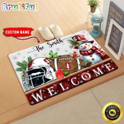 NCAA Stanford Cardinal Custom Name Christmas Snowman Edition Rubber Doormat