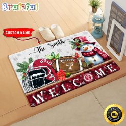 NCAA Temple Owls Custom Name Christmas Snowman Edition Rubber Doormat