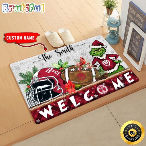 NCAA Temple Owls Custom Name Grinch Christmas Edition Rubber Doormat