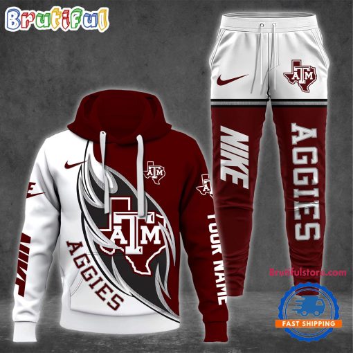 NCAA Texas A&M Aggies Custom Name Sporty Style Hoodie And Pants