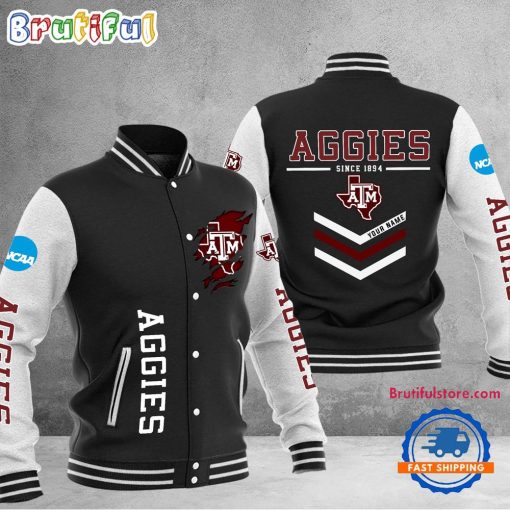 NCAA Texas A&M Aggies Custom Name Sporty Varsity Baseball Jacket