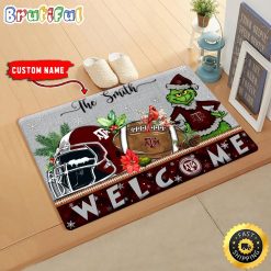NCAA Texas A&M Custom Name Grinch Christmas Edition Rubber Doormat