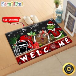 NCAA Texas Tech Red Raiders Custom Name Grinch Christmas Edition Rubber Doormat