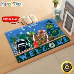 NCAA Tulane Green Wave Custom Name Grinch Christmas Edition Rubber Doormat