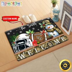 NCAA UCF Knights Custom Name Christmas Snowman Edition Rubber Doormat