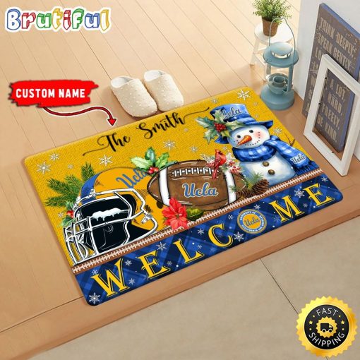 NCAA UCLA Custom Name Christmas Snowman Edition Rubber Doormat