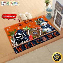 NCAA UTSA Roadrunners Custom Name Christmas Snowman Edition Rubber Doormat