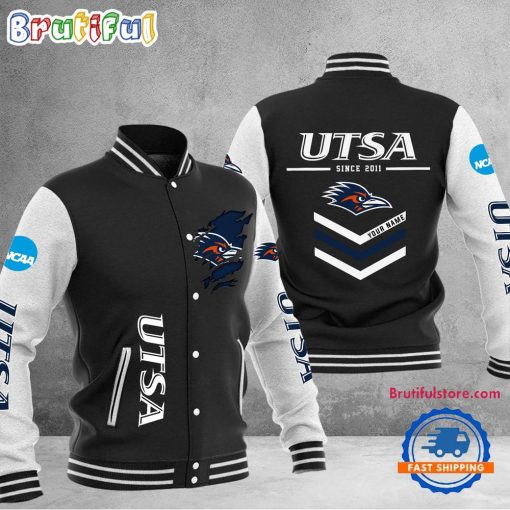 NCAA UTSA Roadrunners Custom Name Sporty Varsity Baseball Jacket