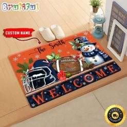 NCAA Virginia Cavaliers Custom Name Christmas Snowman Edition Rubber Doormat