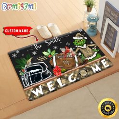 NCAA Wake Forest Demon Deacons Custom Name Grinch Christmas Edition Rubber Doormat