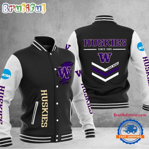 NCAA Washington Huskies Custom Name Sporty Varsity Baseball Jacket