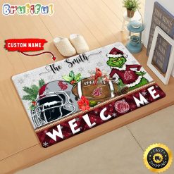 NCAA Washington State Cougars Custom Name Grinch Christmas Edition Rubber Doormat
