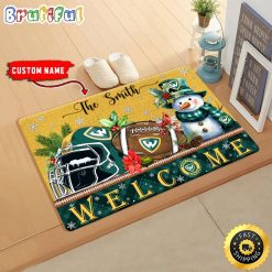 NCAA Wayne State Warriors Custom Name Christmas Snowman Edition Rubber Doormat