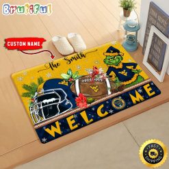 NCAA West Virginia Mountaineers Custom Name Grinch Christmas Edition Rubber Doormat
