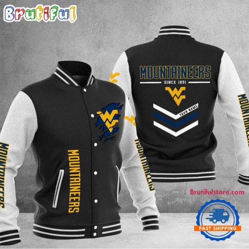 NCAA West Virginia Mountaineers Custom Name Sporty Varsity Baseball Jacket