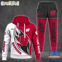 NCAA Wisconsin Badgers Custom Name Sporty Style Hoodie And Pants