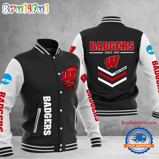 NCAA Wisconsin Badgers Custom Name Sporty Varsity Baseball Jacket