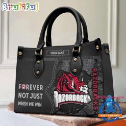 NCAA Arkansas Razorbacks Custom Name Gift For Fans Leather Hand Bag