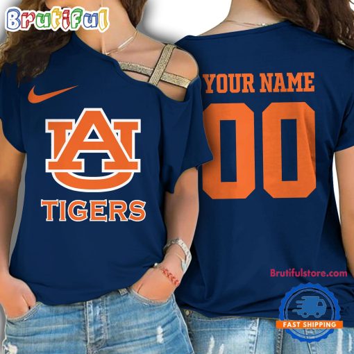 NCAA Auburn Tigers Custom Name Number One Shoulder T-Shirt