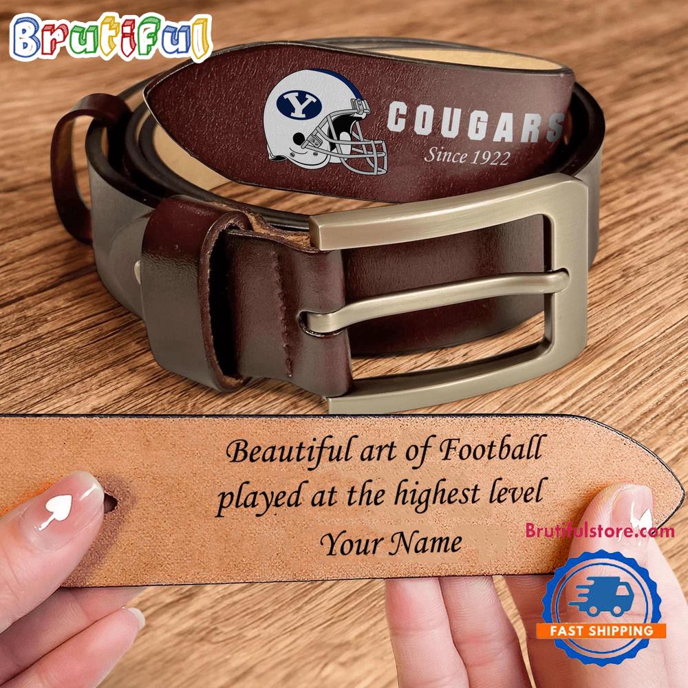 NCAA BYU Cougars Custom Name Leather Belt NCAA BYU Cougars Custom Name Leather Belt