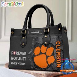 NCAA Clemson Tigers Custom Name Gift For Fans Leather Hand Bag