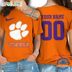 NCAA Clemson Tigers Custom Name Number One Shoulder T-Shirt