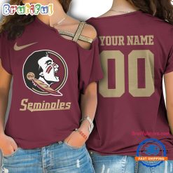 NCAA Florida State Seminoles Custom Name Number One Shoulder T-Shirt