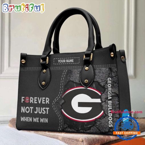 NCAA Georgia Bulldogs Custom Name Gift For Fans Leather Hand Bag