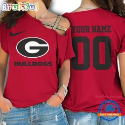 NCAA Georgia Bulldogs Custom Name Number One Shoulder T-Shirt