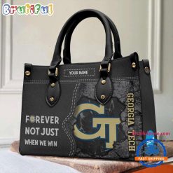 NCAA Georgia Tech Yellow Jackets Custom Name Gift For Fans Leather Hand Bag