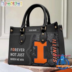 NCAA Illinois Fighting Illini Custom Name Gift For Fans Leather Hand Bag