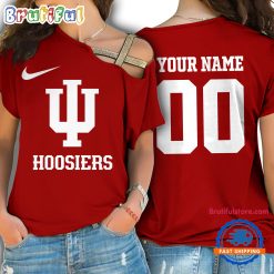 NCAA Indiana Hoosiers Custom Name Number One Shoulder T-Shirt