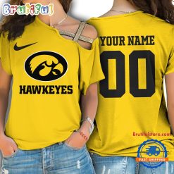 NCAA Iowa Hawkeyes Custom Name Number One Shoulder T-Shirt
