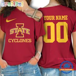 NCAA Iowa State Cyclones Custom Name Number One Shoulder T-Shirt