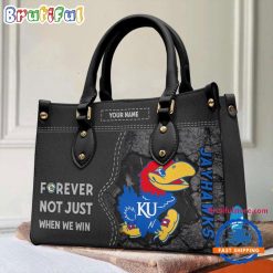 NCAA Kansas Jayhawks Custom Name Gift For Fans Leather Hand Bag