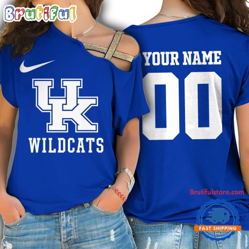 NCAA Kentucky Wildcats Custom Name Number One Shoulder T-Shirt