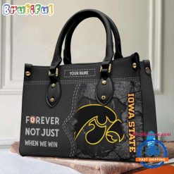 NCAA lowa State Cyclones Custom Name Gift For Fans Leather Hand Bag
