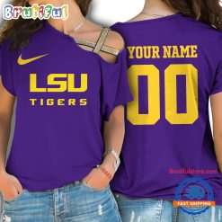 NCAA LSU Tigers Custom Name Number One Shoulder T-Shirt