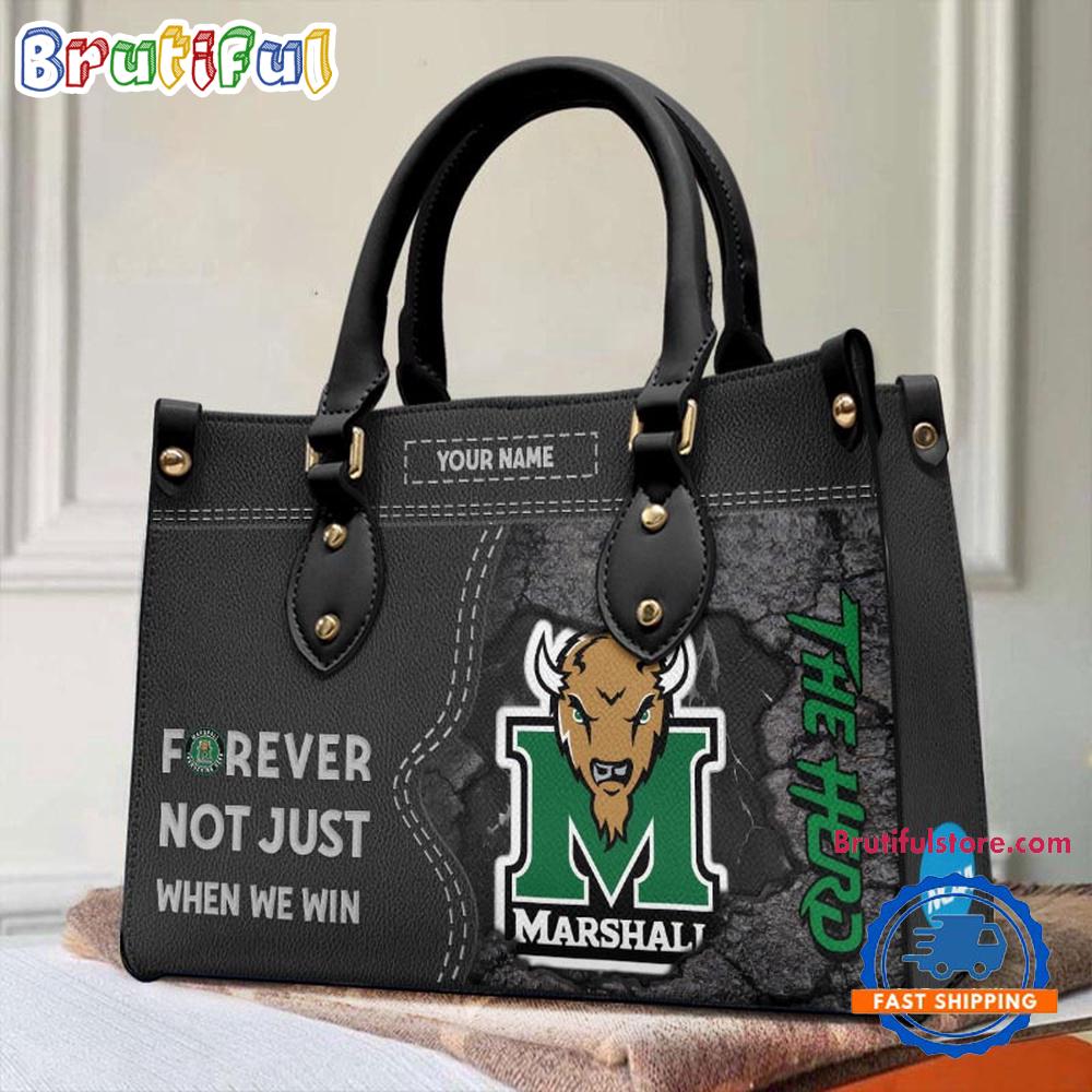 NCAA Marshall Thundering Herd Custom Name Gift For Fans Leather Hand Bag
