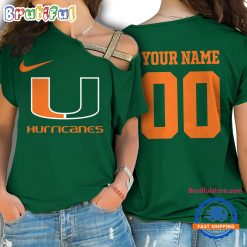 NCAA Miami Hurricanes Custom Name Number One Shoulder T-Shirt