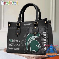 NCAA Michigan State Spartans Custom Name Gift For Fans Leather Hand Bag
