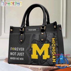 NCAA Michigan Wolverines Custom Name Gift For Fans Leather Hand Bag