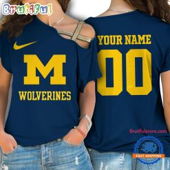 NCAA Michigan Wolverines Custom Name Number One Shoulder T-Shirt
