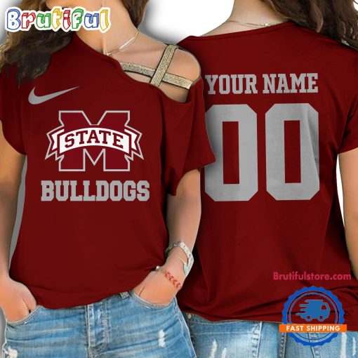 NCAA Mississippi State Bulldogs Custom Name Number One Shoulder T-Shirt